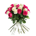 Un merveilleux bouquet de fleurs roses et blanches, composé de 15 roses.