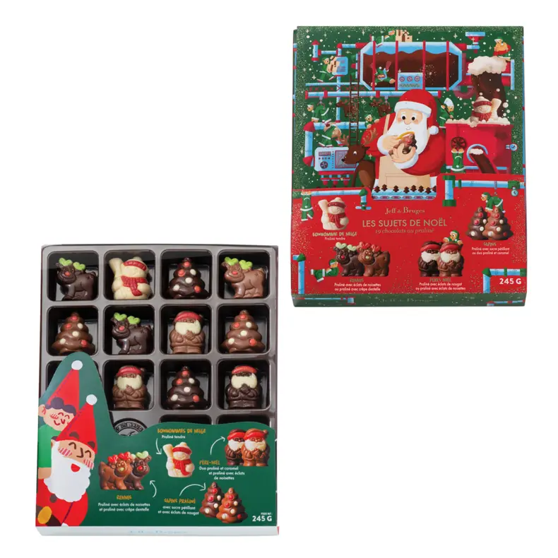 Coffret cadeau chocolats de fin d'année alliant chocolats fins Pâquier