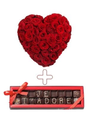 image Cœur de Roses & Chocolats « Je T’adore »
