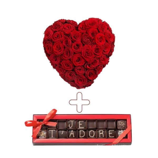 image Heart of Roses & Chocolates “I Adore You”